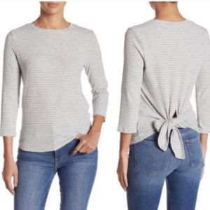 CODE X MODE Tie Back Striped Ribbed Knit Top